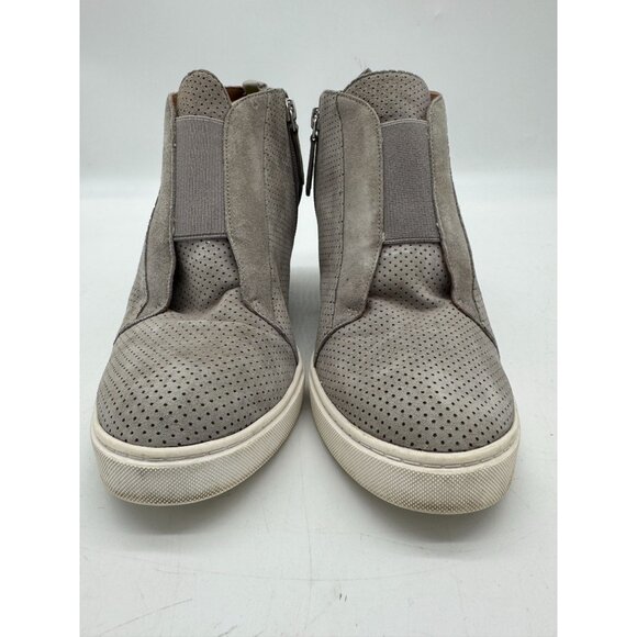 Linea Paolo Womens Felicia Perforated Wedge Sneakers Size 8M Gray Side Zipper - Picture 13 of 14